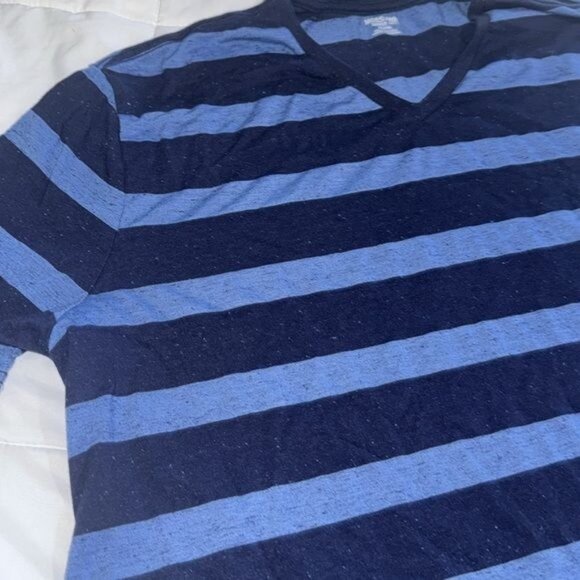 Mossimo Supply Co. Mens V-Neck Striped T-Shirt XXL Black & Blue - Picture 2 of 7